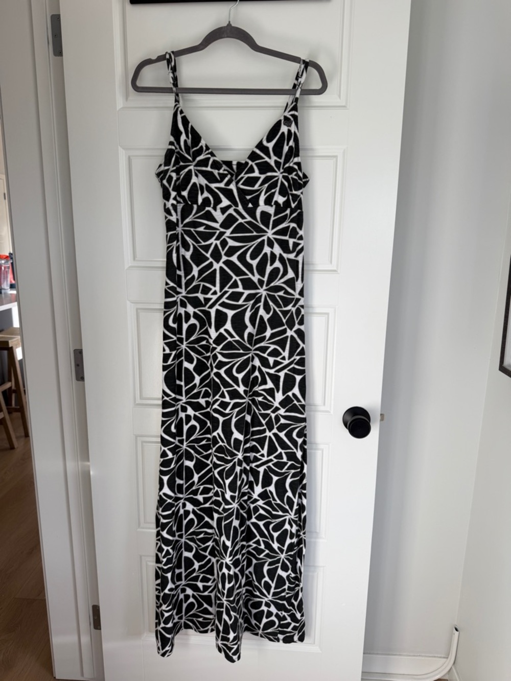 Roxy Black and White Floral-Print Maxi Dress